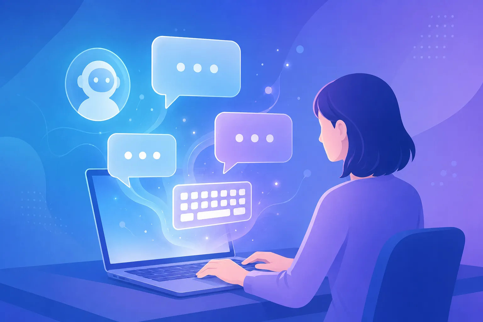 ChatGPTとチャット形式でやり取りしながら執筆を進めるイメージ